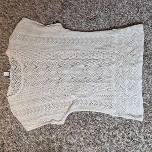 Coldwater Creek Off White Ivory Cream Lace Knit Cover Up Blouse M